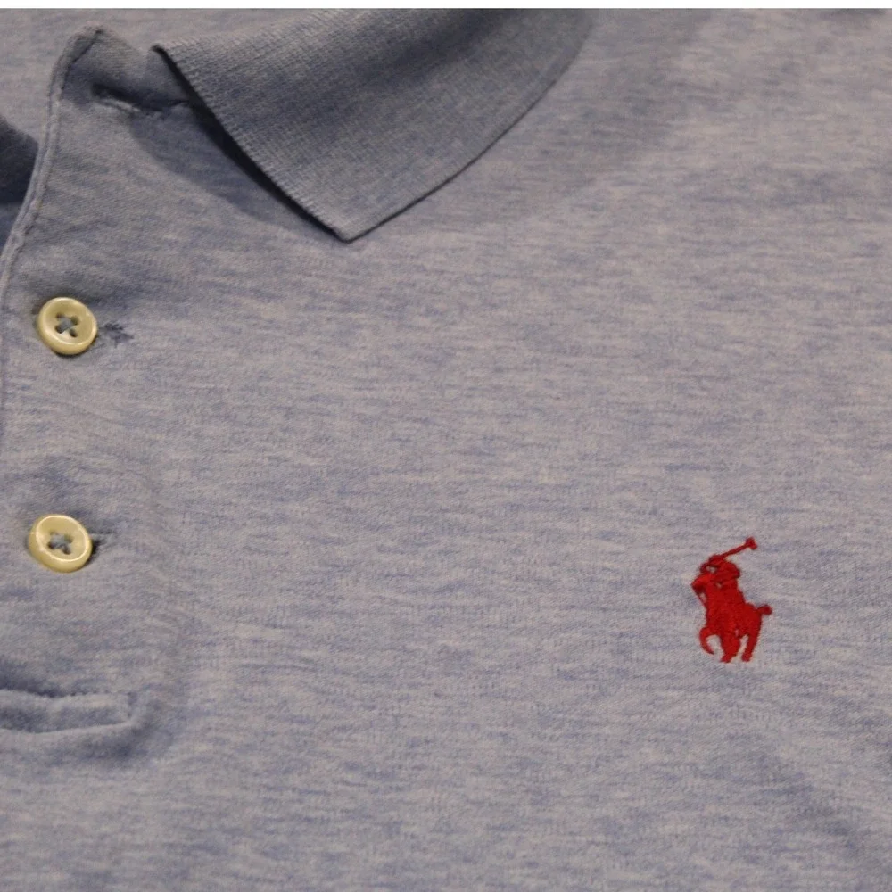 Polo Ralph Lauren Mens XL Classic Fit‎ Light Blue Polo Shirt Red Logo